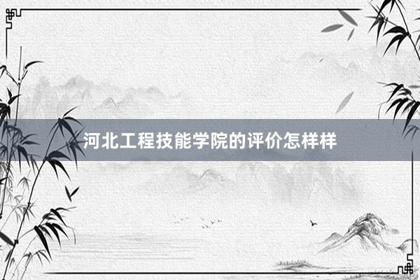 河北工程技能学院的评价怎样样